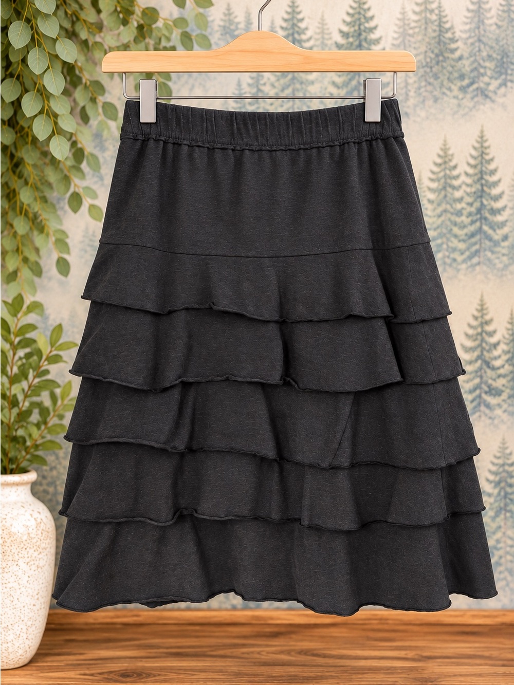 Matilda Jane Black Tiered A-Line Ruffle Skirt